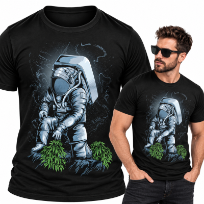 KOSZULKA ŚMIESZNA ASTRONAUT CANNABIS
